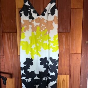 Milly Black, Yellow, and White Floral Midi Dress